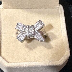 14k white Gold Over Sterling Silver Bow Ring